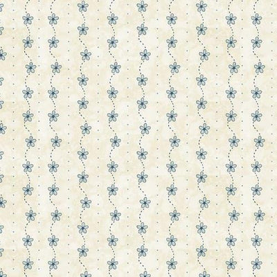 Henry Glass Butterflies And Bloom Flower Stripe Quilting Cotton Fabric- Cream