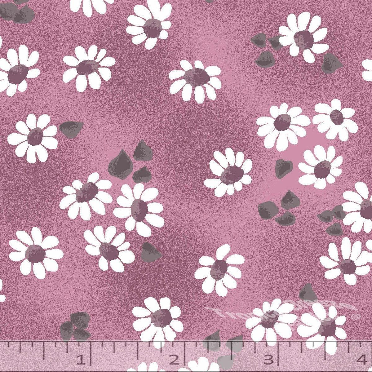 Rose Daisy Poly Cotton Fabric - 1/2 Yd