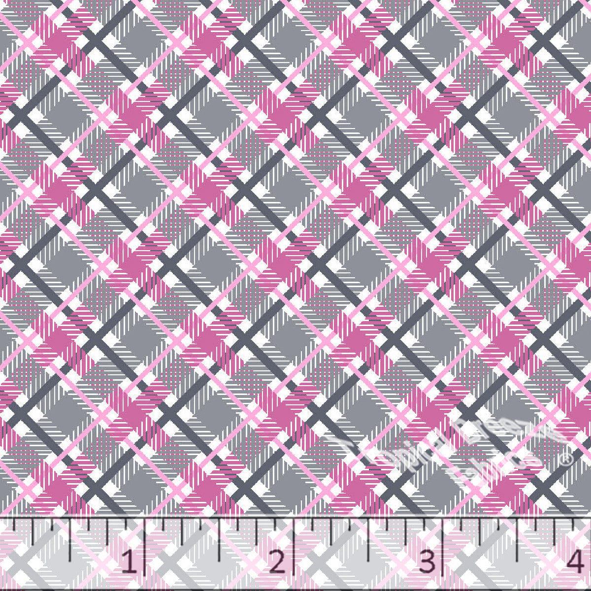 Pink Diamond Plaid Poly Cotton Fabric - 14 Inches