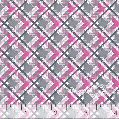 Pink Diamond Plaid Poly Cotton Fabric - 14 Inches