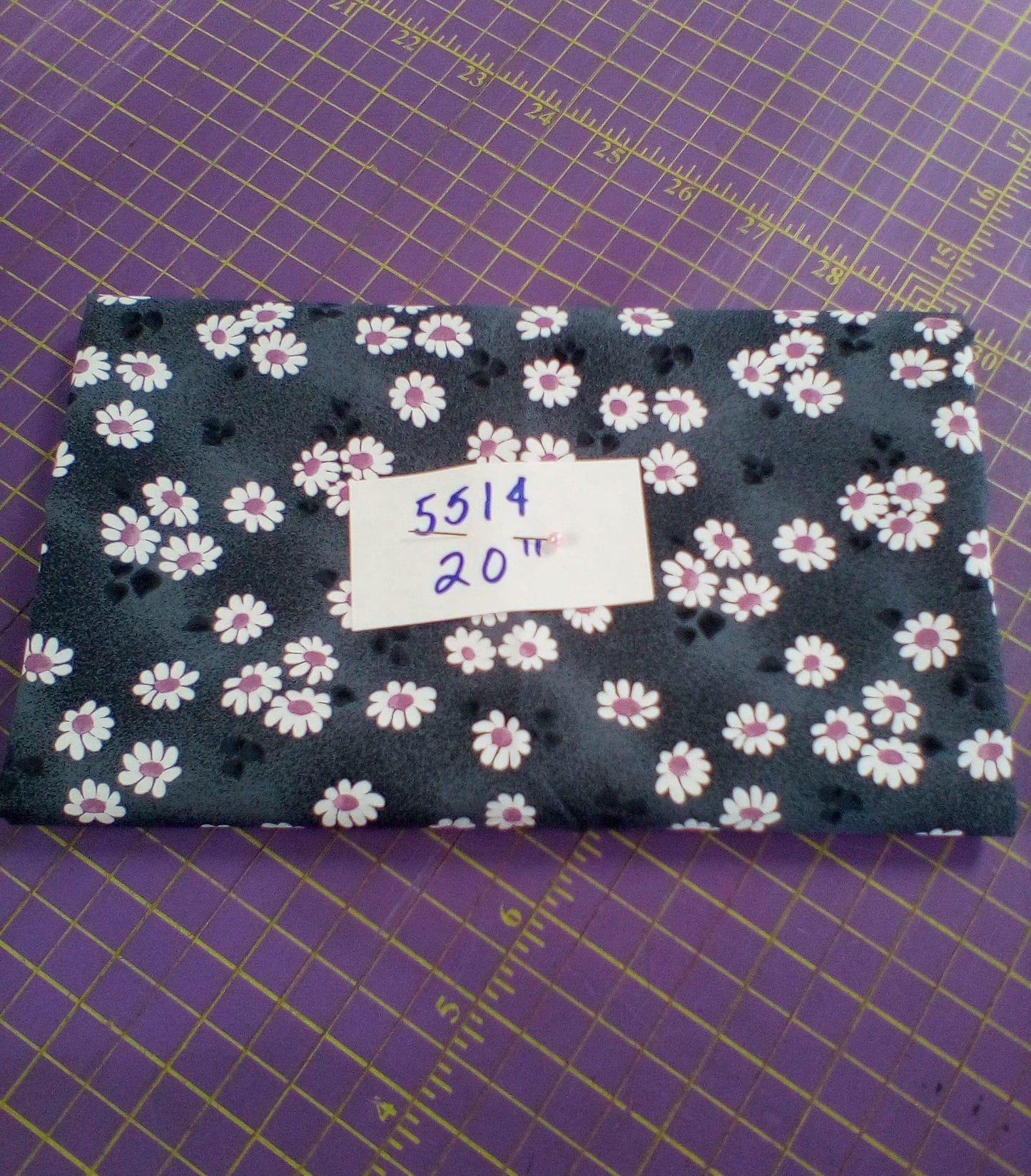 Charcoal Daisy Poly Cotton Fabric - 20