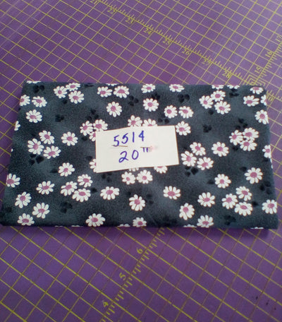 Charcoal Daisy Poly Cotton Fabric - 20