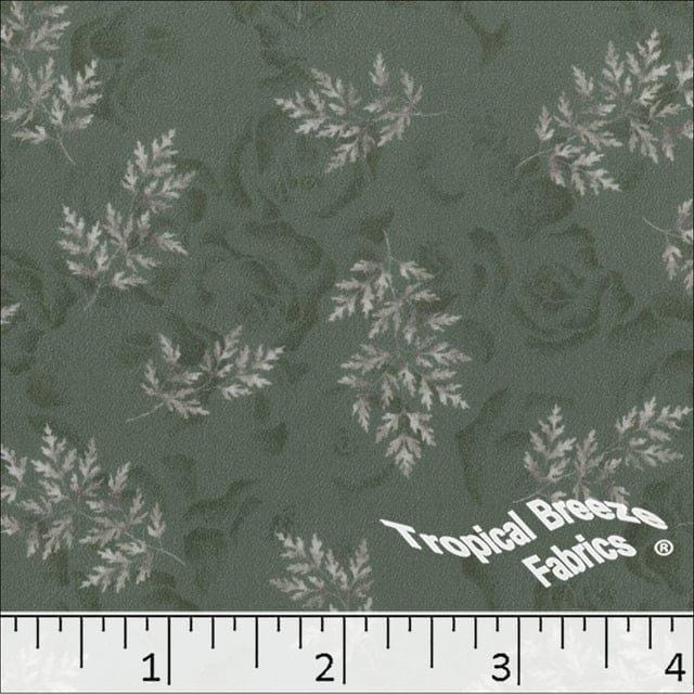 Sage Green Floral Silk Mist Polyester Fabric - 1 yd 4"