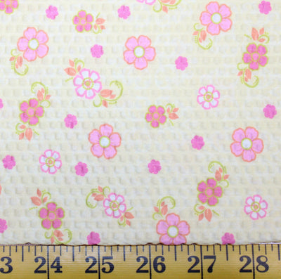 Rebecka Yellow Flowers Seersucker Fabric