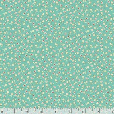 Marcus Fabrics Aunt Grace Goes Scrappy Tulips Quilting Cotton Fabric- Aqua
