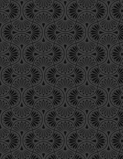 Wilmington Prints Peach Whispers Tiled Fans Quilting Cotton Fabric- Black