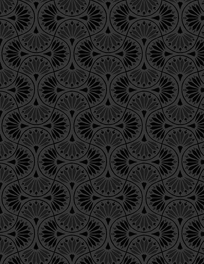Wilmington Prints Peach Whispers Tiled Fans Quilting Cotton Fabric- Black