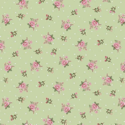 Henry Glass My Victorian Garden Small Nosegay Quilting Cotton Fabric- Green