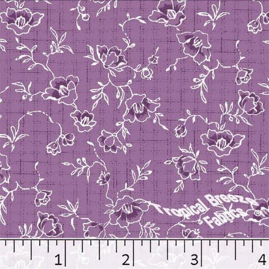 PurplePlum Bell Floral Poly Cotton Fabric