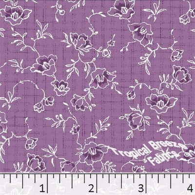 PurplePlum Bell Floral Poly Cotton Fabric