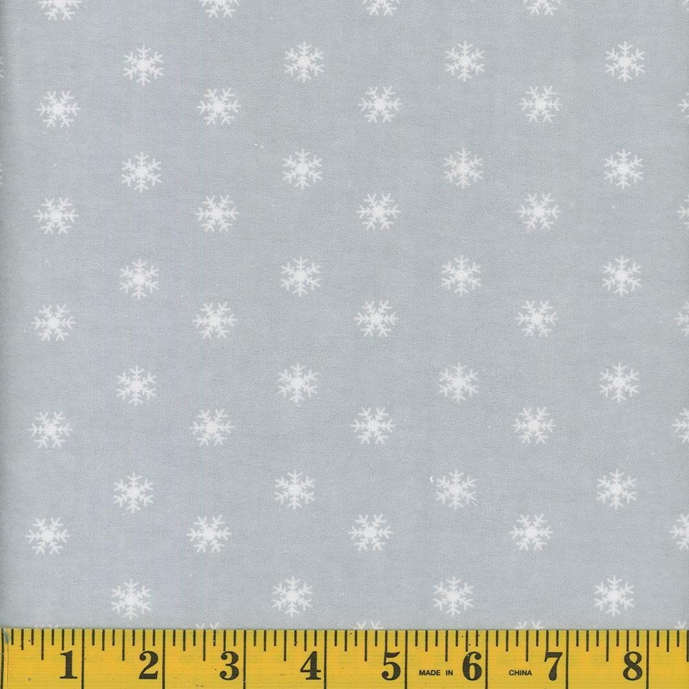 Gray Snowflake Flannel Fabric