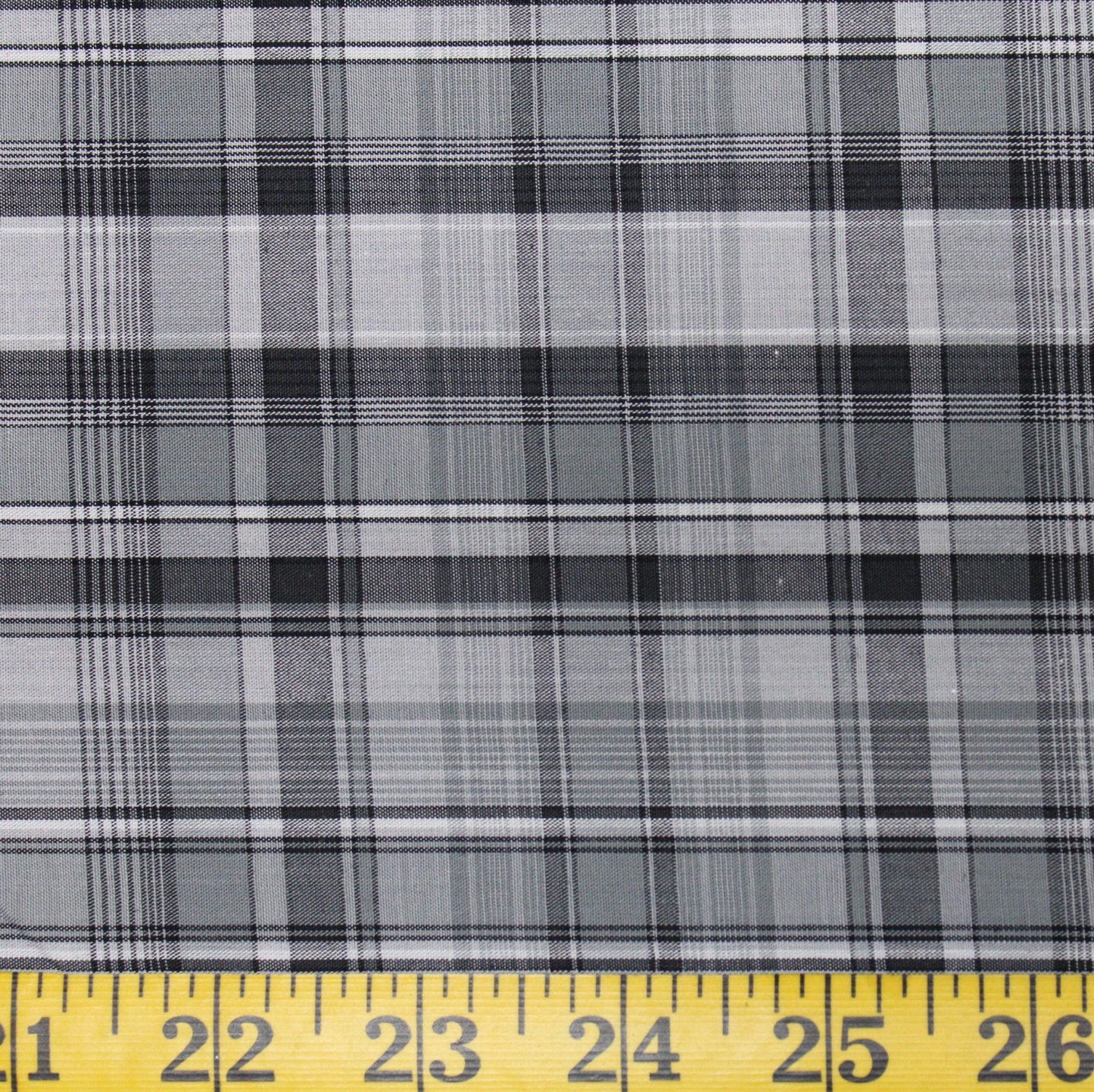 Gray Plaid Yarn Dyed Poly Cotton Fabric