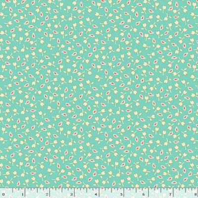 Marcus Fabrics Aunt Grace Goes Scrappy Tulips Quilting Cotton Fabric- Aqua