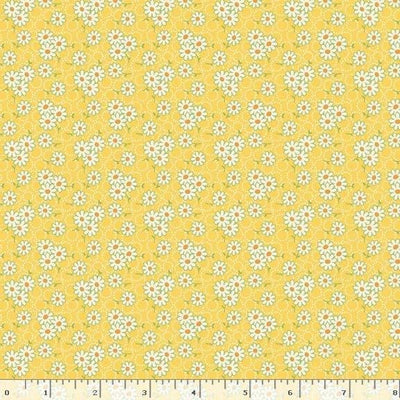 Marcus Fabrics Aunt Grace Goes Scrappy Daisy Quilting Cotton Fabric- Yellow