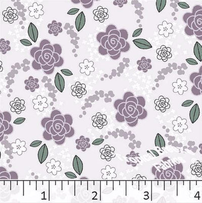 Dusty Lavender Blossoms Poly Cotton Fabric