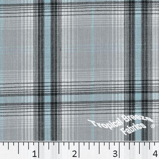 Silver Plaid Yarn Dyed Poly Cotton Fabric