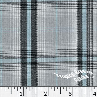 Silver Plaid Yarn Dyed Poly Cotton Fabric