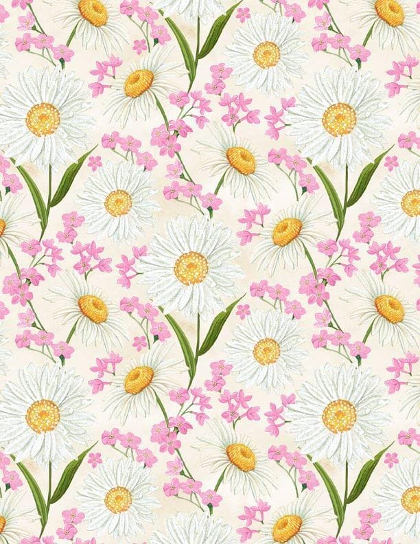 Wilmington Prints Paisley Punch Daisies All Over Quilting Cotton Fabric- Cream