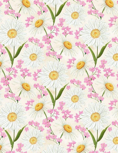 Wilmington Prints Paisley Punch Daisies All Over Quilting Cotton Fabric- Cream