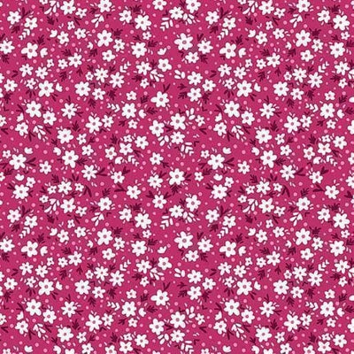 Benartex Among the Wildflowers Paperwhites Quilting Cotton Fabric- Berry