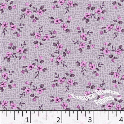 Dusty Lavender Floral Poly Cotton Fabric