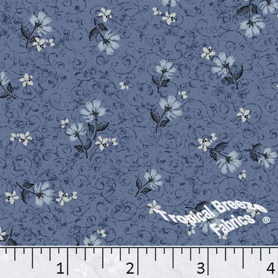 Dark Blue Tiny Floral Poly Cotton Fabric
