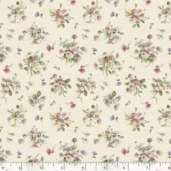 Marcus Fabrics Wild Flowers Petite Floral Quilting Cotton Fabric- Cream