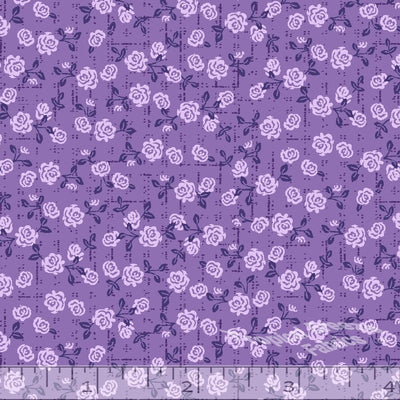 Lavender Small Rose Fine Print Poly Cotton Fabric