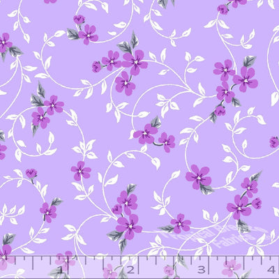 Lavender Floral Poly Cotton Fabric - 1yd 26"