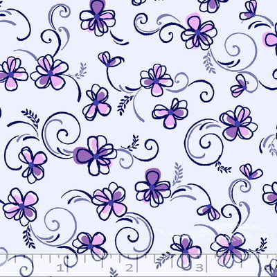 Lavender Floral Poly Cotton Fabric
