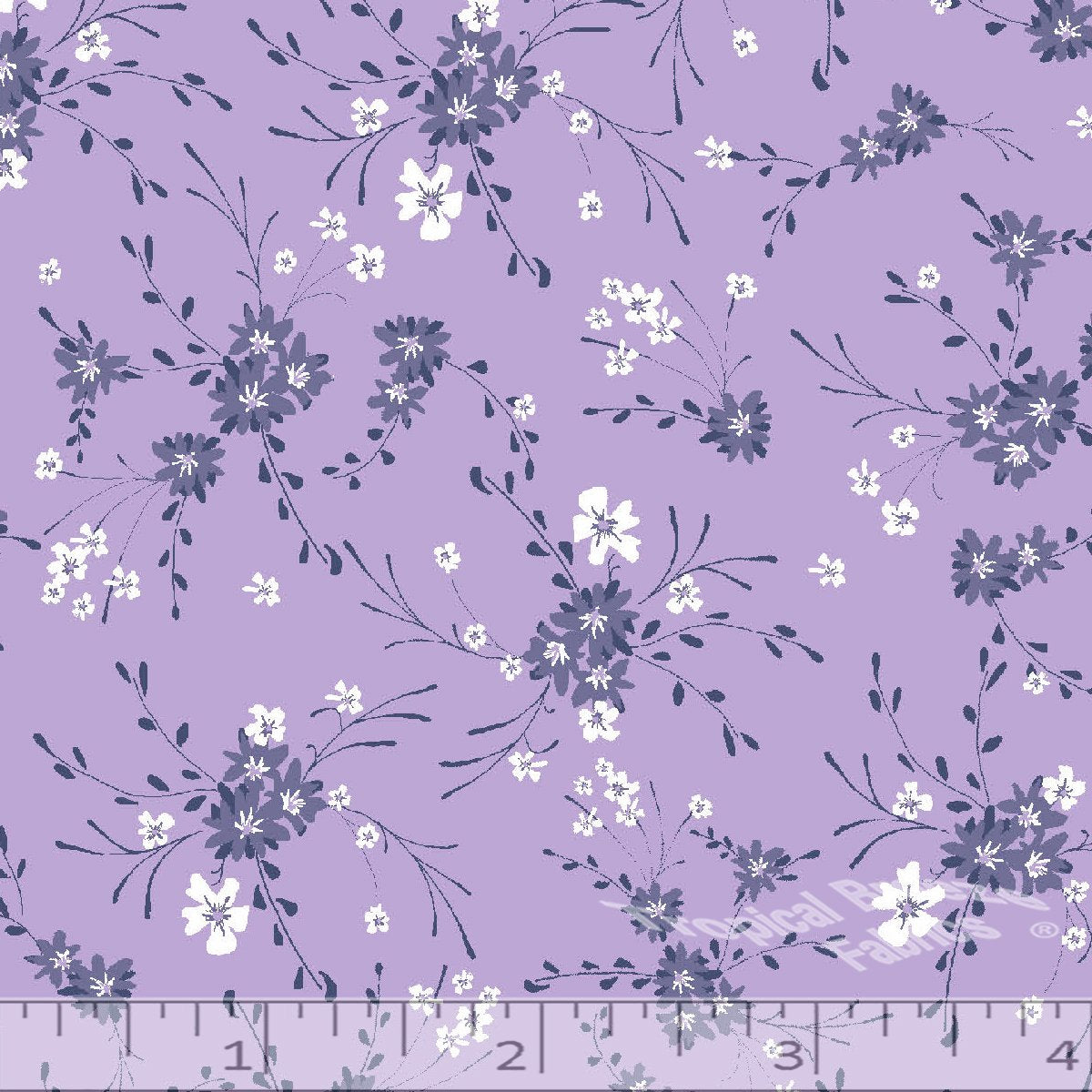 Lilac Fine Floral Poly Cotton Dress Fabric - 1 yd 6"