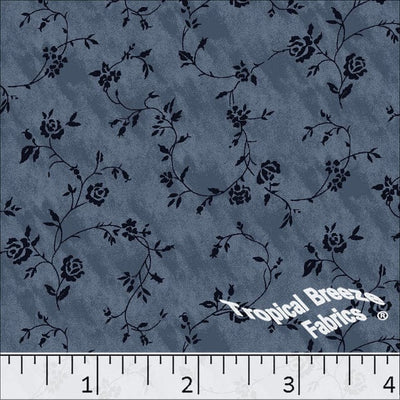 Medium Blue Roses Poly Cotton Dress Fabric
