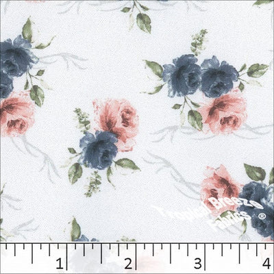 Navy Roses Dream Crepe Polyester Fabric