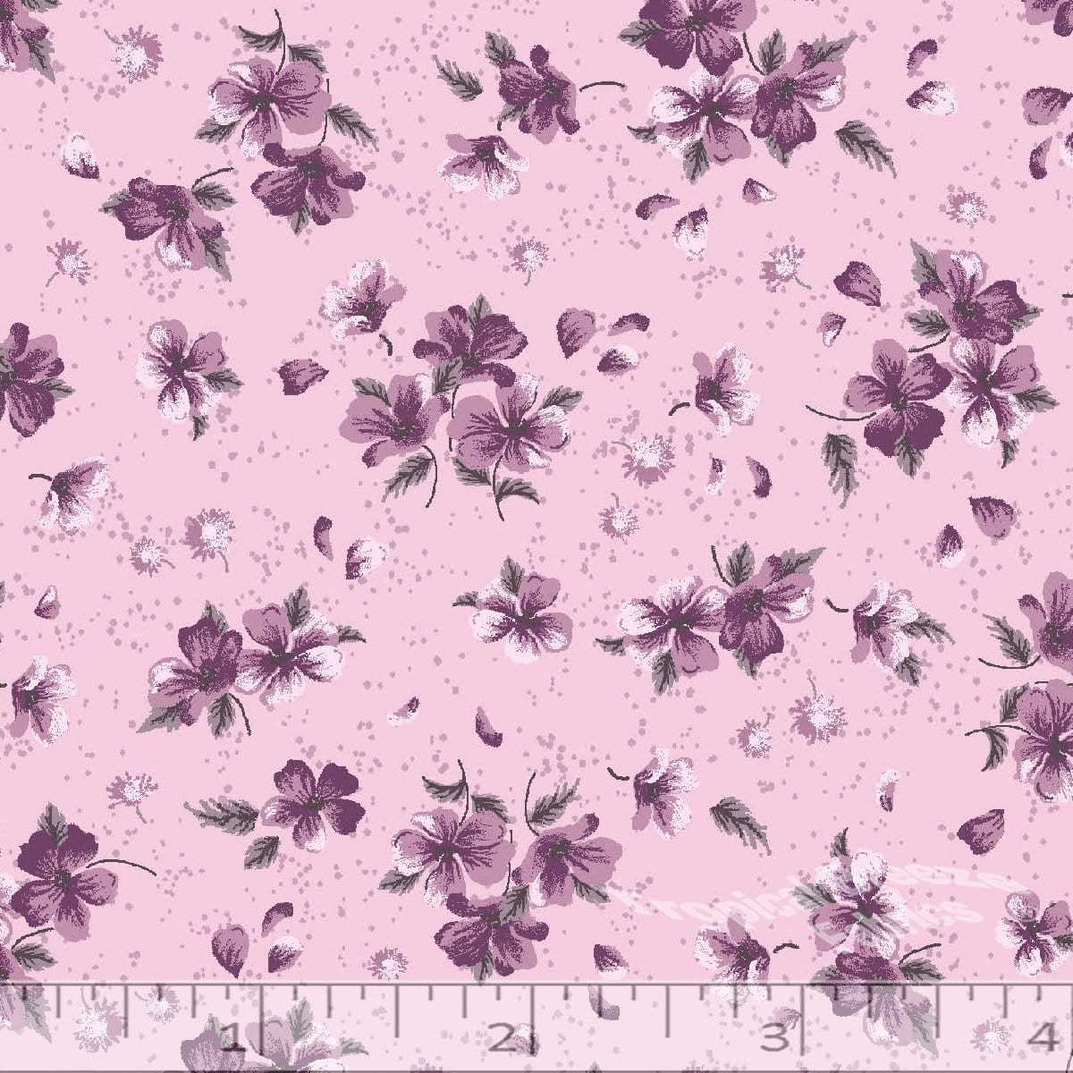 Pink Beautiful Flowers Nubby Weave Poly Cotton Fabric - 32"