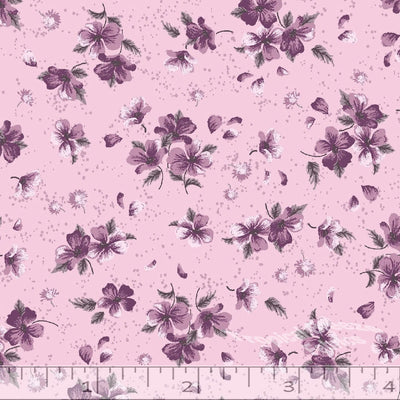 Pink Beautiful Flowers Nubby Weave Poly Cotton Fabric - 32"