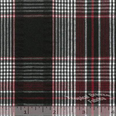 Ruby Red Plaid Seersucker Fabric